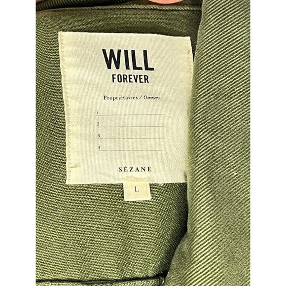 SEZANE Sz L Large Olive Green Will Jacket Coat Cotton - Picture 3 of 11